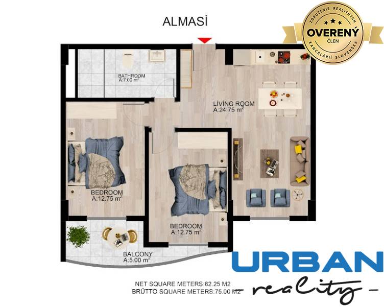 HOTEL STYLE-RESIDENTIAL COMPLEX - ALMASI 62 M2